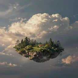 a lucid dream of painting floating in an empty sky
