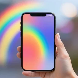phone with rainbow bokeh in the background