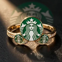 jewelry inspired by Starbucks, , symmetrical, high detail, product photo