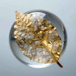 tilt shift sphere leaf frozen underwater huge light intricate reflection diffraction marble gold obsidian preraffaellite photography cut, octane, artstation render 8 k neon