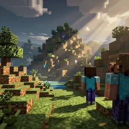screenshot of film of minecraft, pixart, rendered