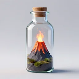 a volcano in a bottle, 3 d render