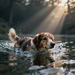 swimming dog