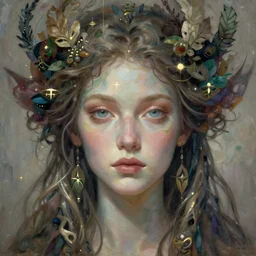 portrait of beautiful gaia, unusual beauty, esoteric, muted colors, head in focus, fantasy art, nature aesthetics, intricate, elegant, highly detailed hyperrealistic painting, artstation, concept art, painterly, golden ratio, sharp focus, illustration, art by masha kurbatova