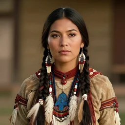 movie scene portrait photo of a native american beauty, tribal clothes, 8 k, masterpiece, pinup, highly detailed, smooth, sharp focus
