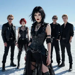 photographic portrait of a stunningly beautiful goth cyberpunk renaissance female in strong sunshine on a salt flat, contemporary fashion shoot, by edward robert hughes, annie leibovitz and steve mccurry, david lazar, jimmy nelsson, breathtaking, 8 k resolution, extremely detailed, beautiful, establishing shot, artistic, hyperrealistic, beautiful face, octane render