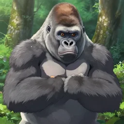 a gigantic silverback gorilla beating its chest, by Makoto Shinkai, beautiful