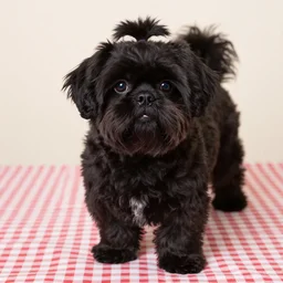 black shihpoo with gingham