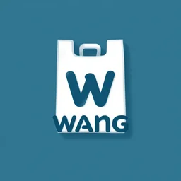 minimalist logotype design for plastic bag factory called wang that represents high quality and efficiency, 3 d vector, fresh cool colors, trending on behance