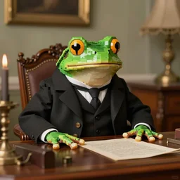 2 0 megapixels, aristocratic, vintage photo of an anthropomorphic perfect frog wearing a perfect suit sitting behind a perfect victorian desk, 1 9 4 0, professional photography, ultra detailed, beautiful, precise, close up