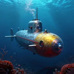 mystical submarine in the depths of an ocean of blood, hyperdetailed, artstation, cgsociety, 8 k