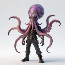 CGI psychic punk rocker electrifying rockstar with a giant vampiric squid for a head concept character designs of various shapes and sizes by genndy tartakovsky and the psychonauts franchise by doublefine tim shafer artists