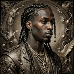 chief keef, fantasy, dramatic, intricate, elegant, highly detailed, digital painting, artstation, concept art, smooth, sharp focus, illustration, art by Gustave Dore, octane render