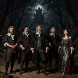 epic masterpiece Bleak future forest night sky desert unholy, in the style of David Geddes, Jacques-Louis David, Caravaggio, Élisabeth Vigée Le Brun, dramatic lighting, establishing shot, detailed and clear beautiful realistic faces, 8k resolution – W 1024