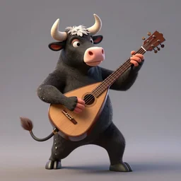 a bull plays the balalaika by greg rutkowski and thomas kinkade, trending on artstation, 3 d art station