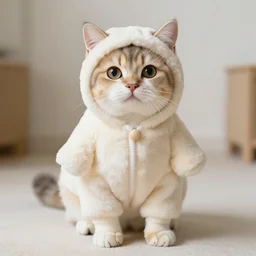 an anthropomorphic cat wearing a kigurumi