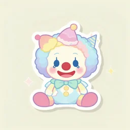 logo of a pastel clown character