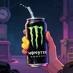 a colorful comic, duck drinks energy drink monster energy, by sachin teng, dark vibes, pastel lighting, cinematic, depth of field, 8 k, high contrest, concept art, wlop, digital painting