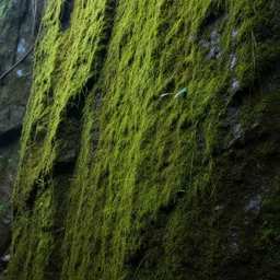 humid mossy cliff face