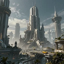 futuristic alien city, sci fi art, highly detailed