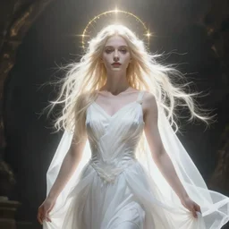 goddess, pale, holy, gorgeous, white dress, high fantasy, concept art, Disco Elysium