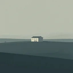 A serene landscape with a singular building in the style of matte painting
