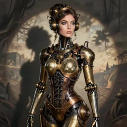 image of beautyful female android steampunk by tamara de lempicka,