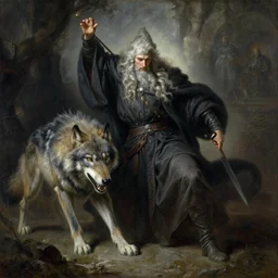 stunning male master wizard transforming into wolf, highly detailed painting by gaston bussiere, craig mullins, j. c. leyendecker, 8 k