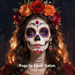Illustration of a sugar skull day of the dead girl, art by Emek Golan
