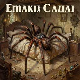 fantasy oil painting, a giant spider, as a dnd character, inside a cluttered bedroom, cottagecore, extremely detailed, book cover illustration, concept art, readability, smooth, sharp focus, art by brothers hildebrandt