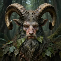forest druid with ram horns and leaves in his beard | highly detailed | very intricate | symmetrical | cinematic lighting | award - winning | closeup portrait | painted by donato giancola and mandy jurgens and brian froud | featured on artstation