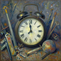 impressionist art piece titled clock and junky