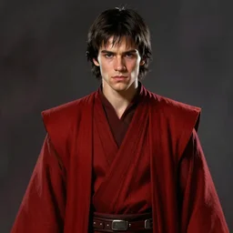 portrait of a man by greg rutkowski, jedi prince, mixture between british, russian and japanese, attractive, tall and slender, short black hair, he is about 2 0 years old, attractive, wearing red jedi robes, star wars expanded universe, highly detailed portrait, digital painting, artstation, concept art, smooth, sharp foccus ilustration, artstation hq