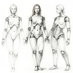 sketches of a cyborg female by leonardo davinci