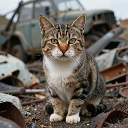 cat donald rumsfeld, junkyard, photo, detailed, 4 k