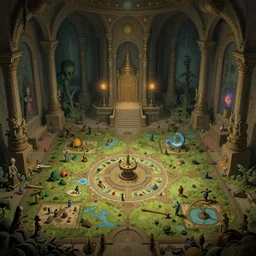 afrofuturism ecotopia temple of thoth interior 2 d rpg retro map surrealist video game by by dave dorman hieronymus bosch, cyril rolando, esher and natalie shau, whimsical, profound, impossible, dark, atmospheric, brooding, digital painting, intricate. profound. wow
