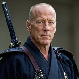 Bruce Willis as samurai ,dramatic, intricate, highly detailed, smooth, sharp focus, film still, 8K