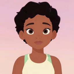 black female, style of pixar, portrait, anime, cartoon, looking at the camera, 1 6 k,