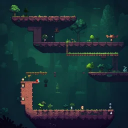 beautiful screenshot of a moody platformer level design, sidescrolling, 2 d, orthographic, owlboy, badlands, ori and the blind forest, cotw, trine 3, high quality, unreal 5, pinterest