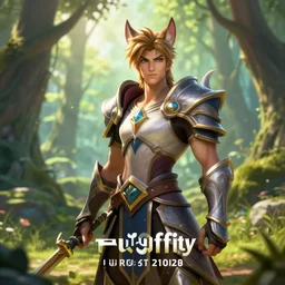 fantasy art anthro ahri league of legends forest medieval armour bright landscape depth of field hyperrealism 4 k trending'furaffinity'award winning photo still