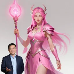 a pink goddess mystic female warrior leader by ross tran digital artwork business leader