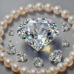 a messy painting of a diamonds surrounded by pearls, highly detailed, digital painting, artstation, concept art, smooth, sharp focus, dynamic volumetric lighting, radiant, prismatic, ultrarealistic