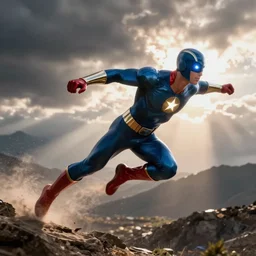 this new super hero's name is captain amazing. his strengths include super strength, speed, and agility. he can fly and has x - ray vision