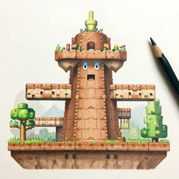Colored pencil art on paper, Terraria, hyper detailed, artstation, MasterPiece, Award-Winning, Caran d'Ache Luminance