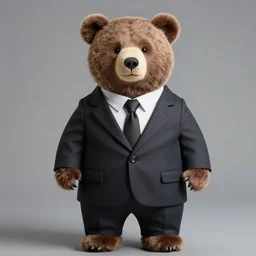 professional portrait of a bear wearing a suit, full frame