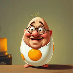 painting portrait of danny devito as an egg, cartoon, warm lighting, danny devito has an egg body, movie poster, illustration by bartek fedyczak, erak note, tooth wu, neil richards, kan liu, siwoo kim, jisu choe, trending on art station