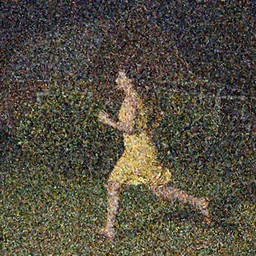 a woman running at night in a yellow dress in the center of the frame sideways, dark hair, realistic face, in the background a barn, bushes and trees, realistic photo, 4K, 35 mm