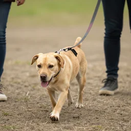 a potato walking a dog on a leash