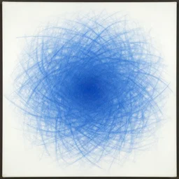 de kooning thin scribble on withe canvas, blue shift, yves tanguy, first iteration, oil on canvas, thick impasto