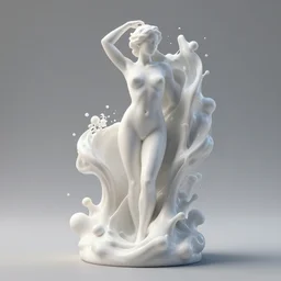 3 d fluid simulation render, octane render, xparticles, white colors, female bodies, white carved abstract sculpture